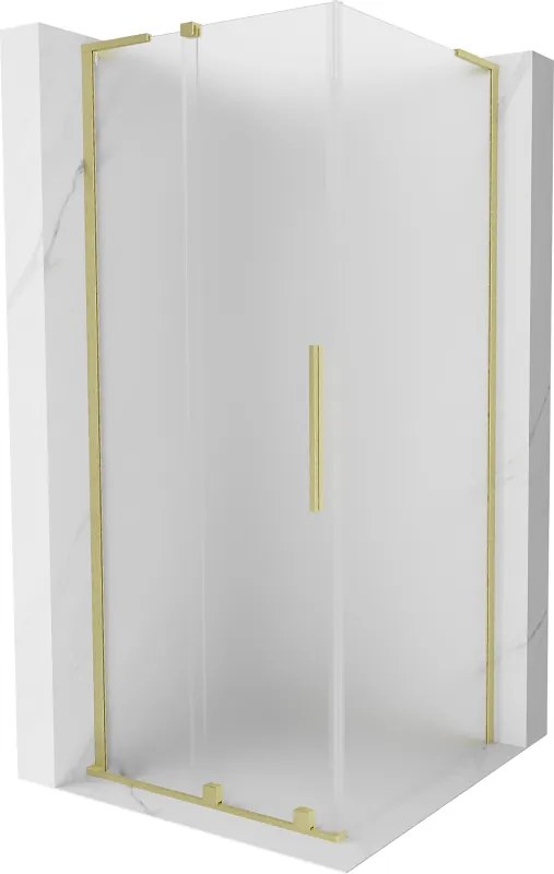 Mexen Velar L, sprchový kút s posuvnými dverami 110 x 110 cm, 8mm sklo námraza, zlatá matná, 871-110-110-33-55