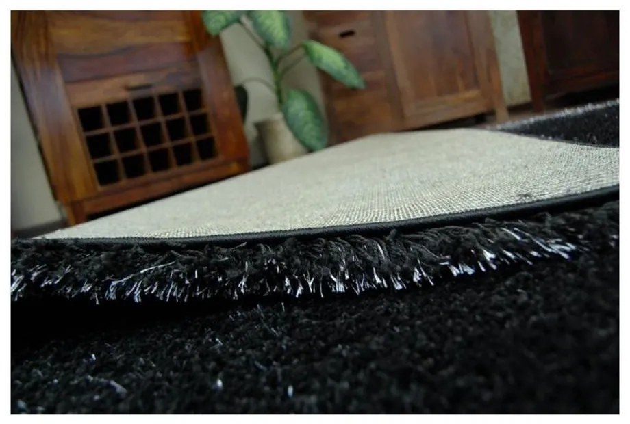 Kusový koberec Shaggy Narin čierny 120x170cm