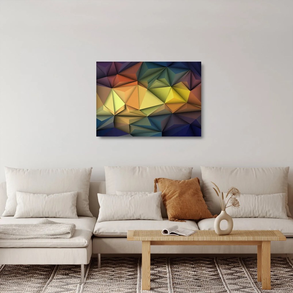 Sklenený obraz - Polygonálna 3D abstrakcia (70x50 cm)