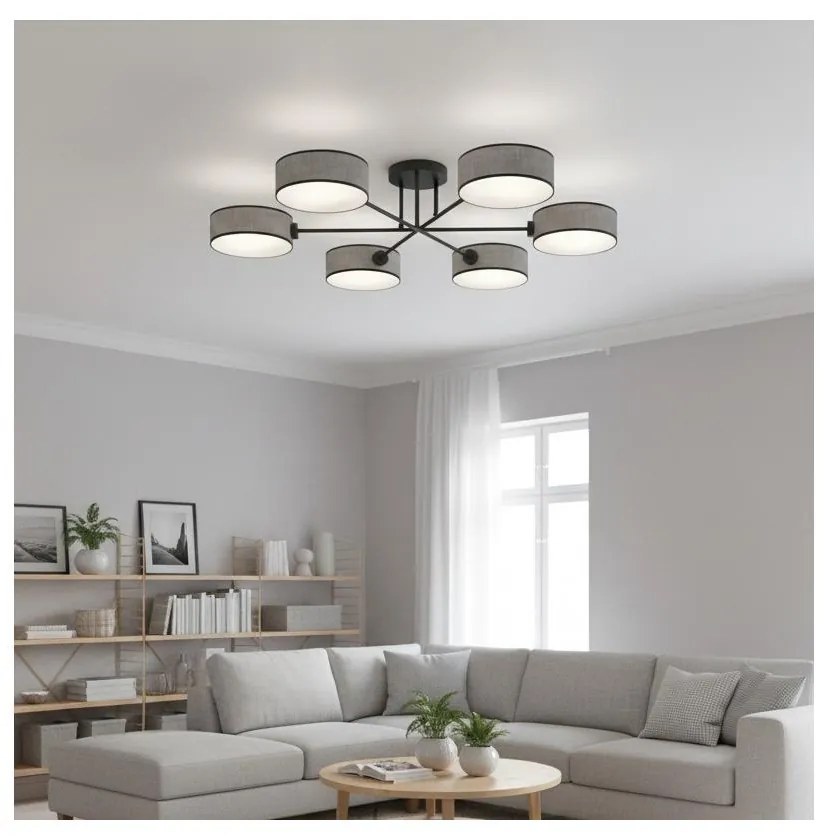 Prisadený luster MAGA 6xE14/10W/230V sivý