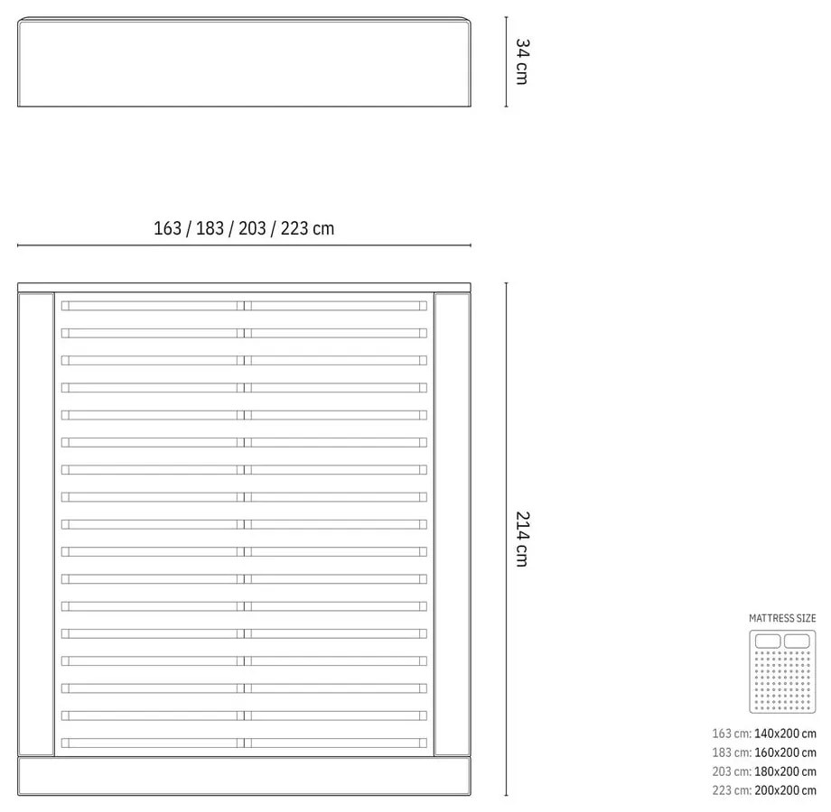 Krémová čalúnená dvojlôžková posteľ s úložným priestorom s roštom 180x200 cm Simon – Micadoni