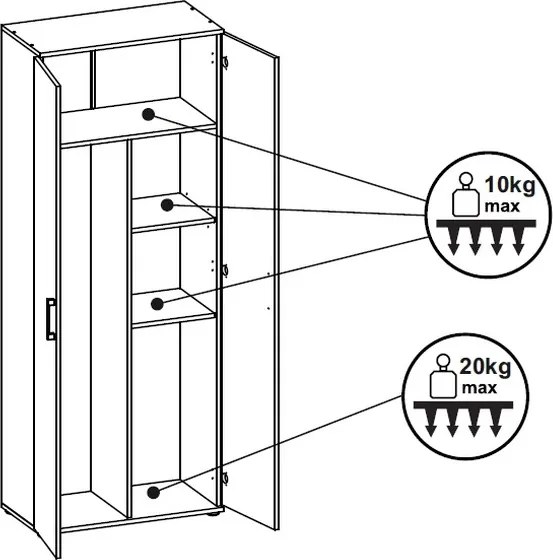 Viacúčelová delená skriňa Nitro, biela