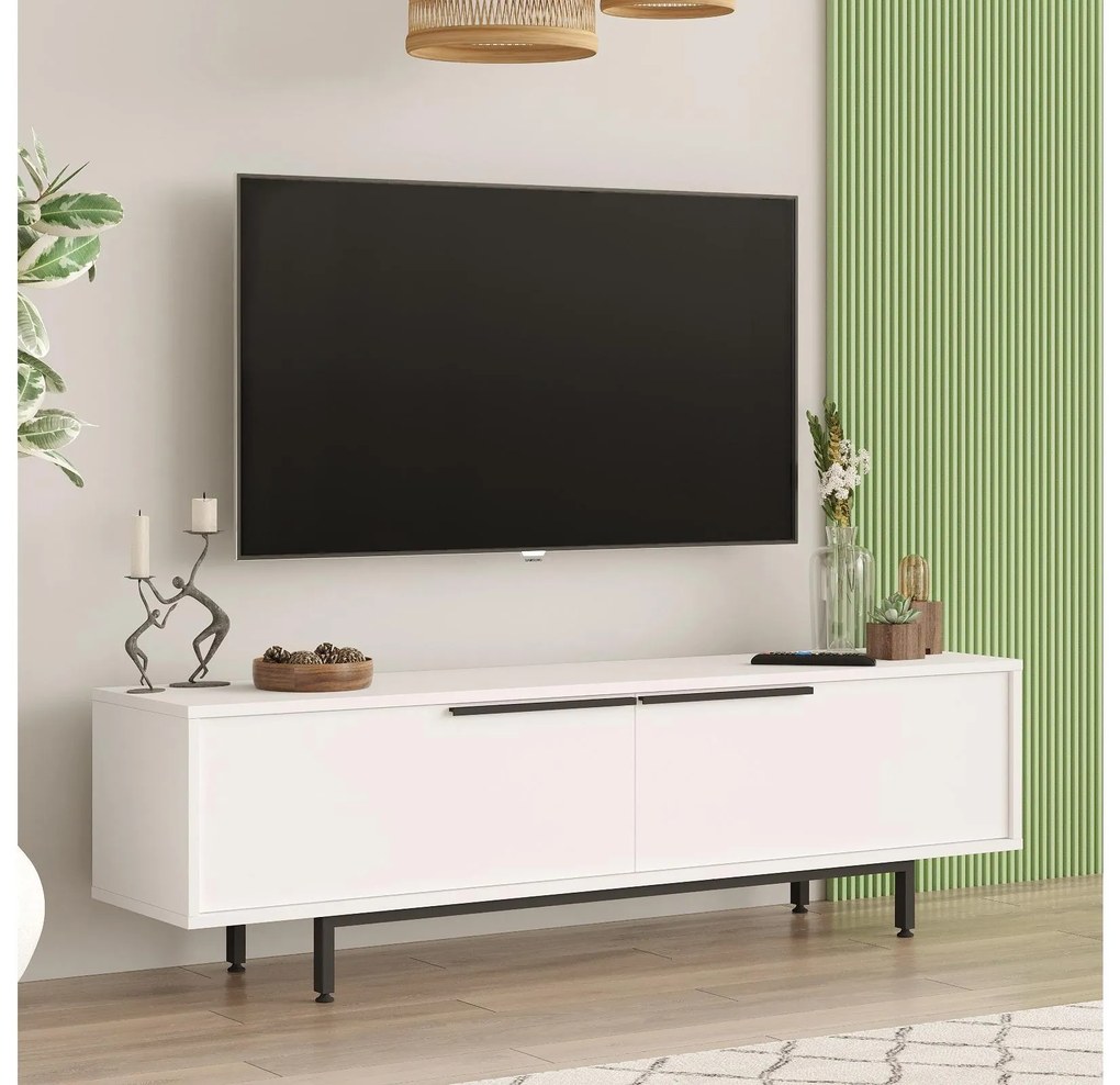 TV stolík/skrinka Nimelo 7 (biela). Akcia -18%. Vlastná spoľahlivá doprava až k Vám domov. 1095479
