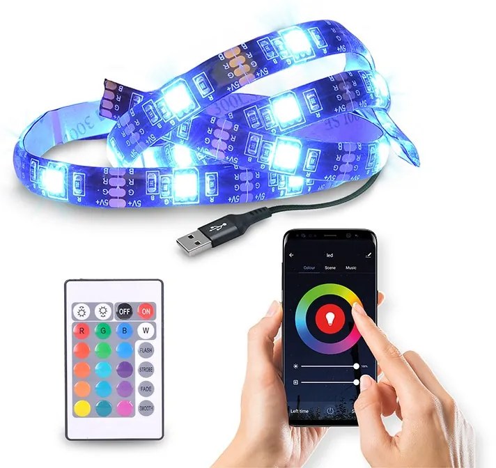 SOLIGHT LED WIFI smart RGB opasok pre TV, 4x50cm, USB