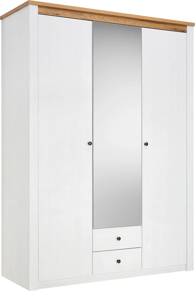 XXXLutz SKRIŇA SO ZRKADLOM, biela, farba duba, 155/216,5/60 cm Landscape - Skrine - 001803069118