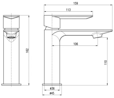 RAV Slezák NL126.0CMAT - Umývadlová batéria NIL 16,2 cm matná čierna
