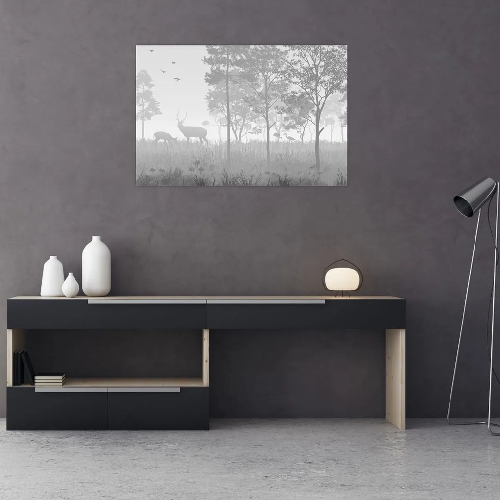 Obraz - Lúka s jeleňami (90x60 cm)