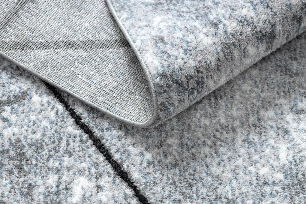 Moderný koberec COZY 8872 Wall,   geometrický , trojuholníky - Štrukturálny,  dve vrstvy  rúna sivá / modrá