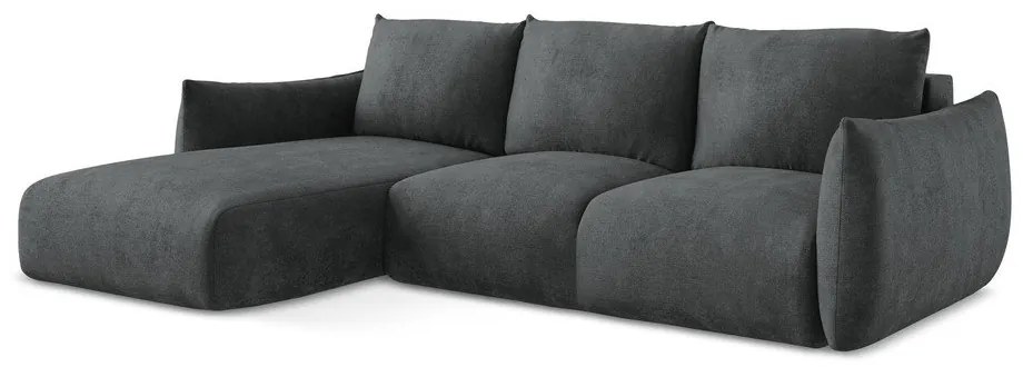 Tmavosivá ženilková rozkladacia rohová pohovka (ľavý roh/s leňoškou) Leila – Makamii