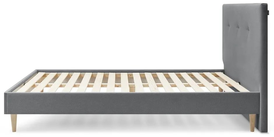 Tmavosivá čalúnená dvojlôžková posteľ s roštom 180x200 cm Tory - Bobochic Paris