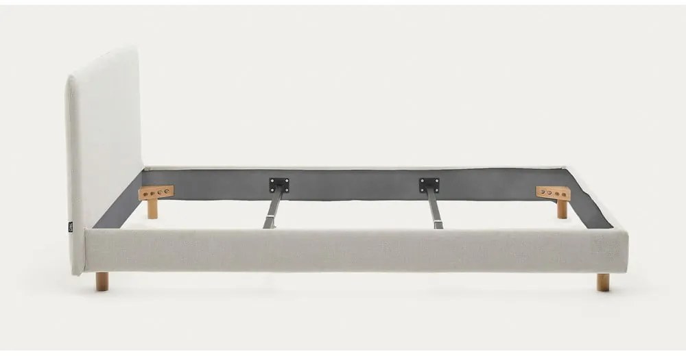 Sivá čalúnená dvojlôžková posteľ bez roštu 180x200 cm Valma – Kave Home