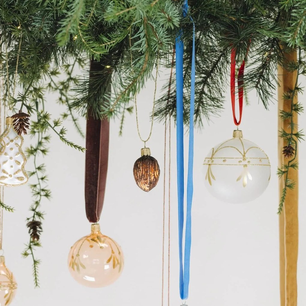 Bella Rose Sklenená vianočná ozdoba Ořech Hnědá Mat