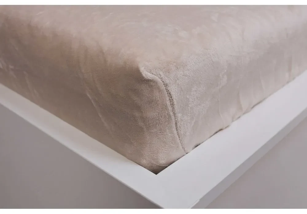 Krémovobiela napínacia plachta z mikroflanelu 180x200 cm Basic – Jerry Fabrics