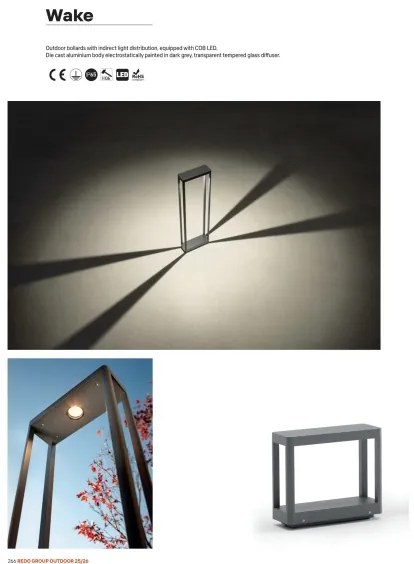 Redo 90581 - LED vonkajšie svietidlo WAKE LED/8W/230V 3000K 50 cm IP65 antracit