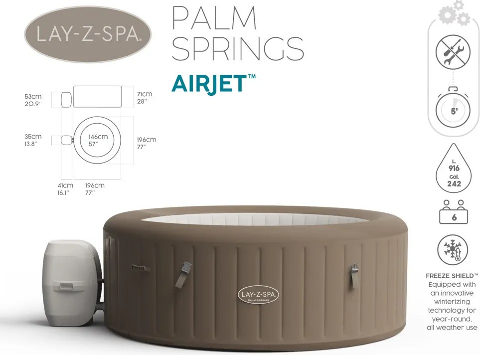 Bestway Lay-Z-Spa Palm Springs Jacuzzi 4-6 osôb 60017