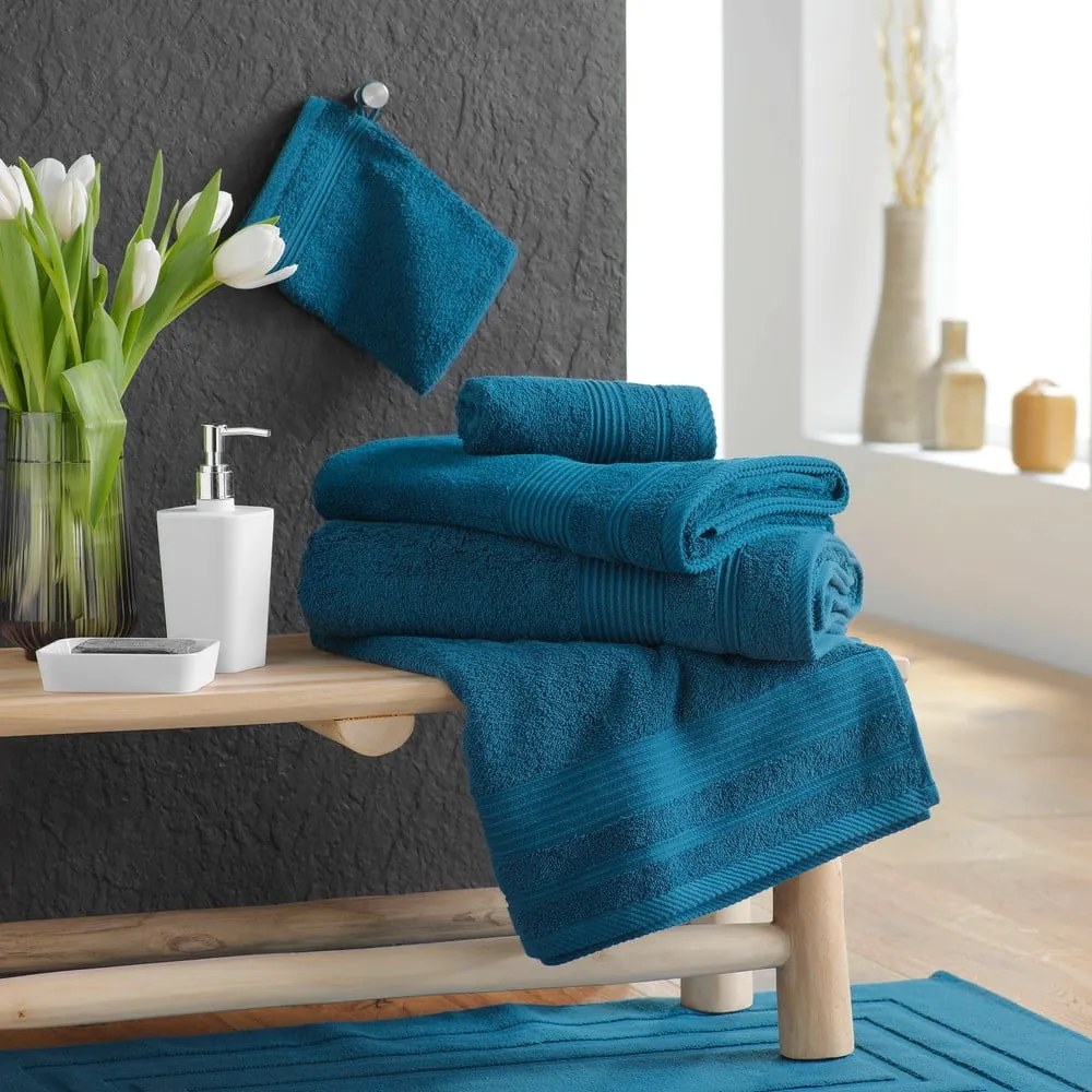 Tmavomodrá froté bavlnená osuška 90x150 cm Tendresse – douceur d'intérieur
