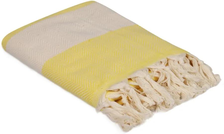 Žltý uterák Ocean, 180 x 100 cm
