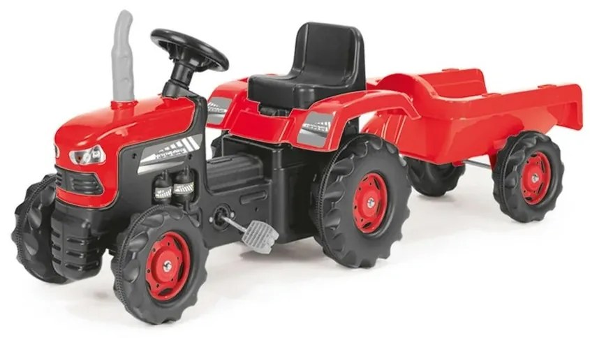 Dolu Detský traktor šliapací s vlečkou, červená