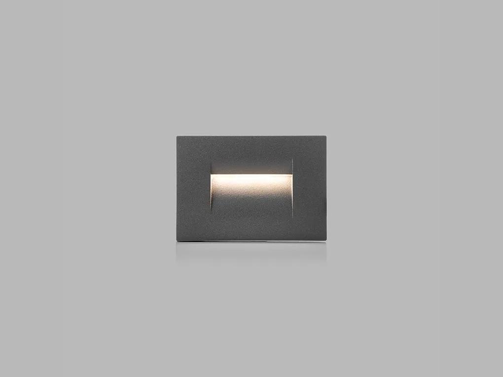 LED2 Vonkajšie zápustné nástenné LED osvetlenie STEP, 3,6 W, teplá biela, hranaté, antracitové, IP54