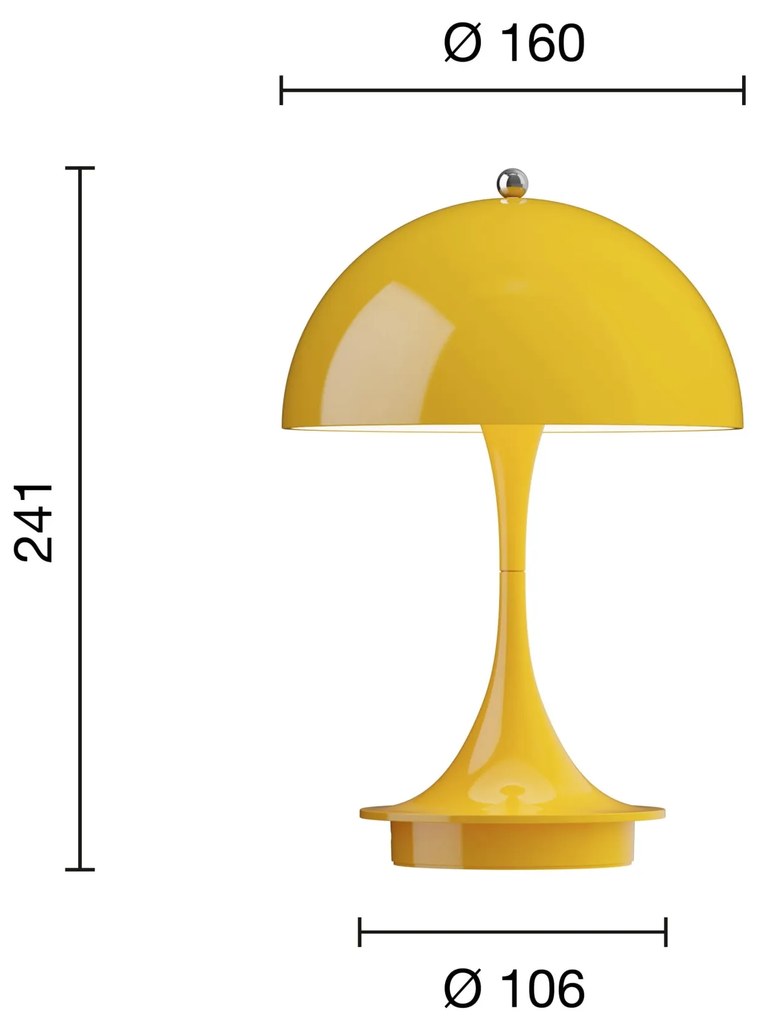 Louis Poulsen Prenosná lampa Panthella 160 V3 Opaque Yellow