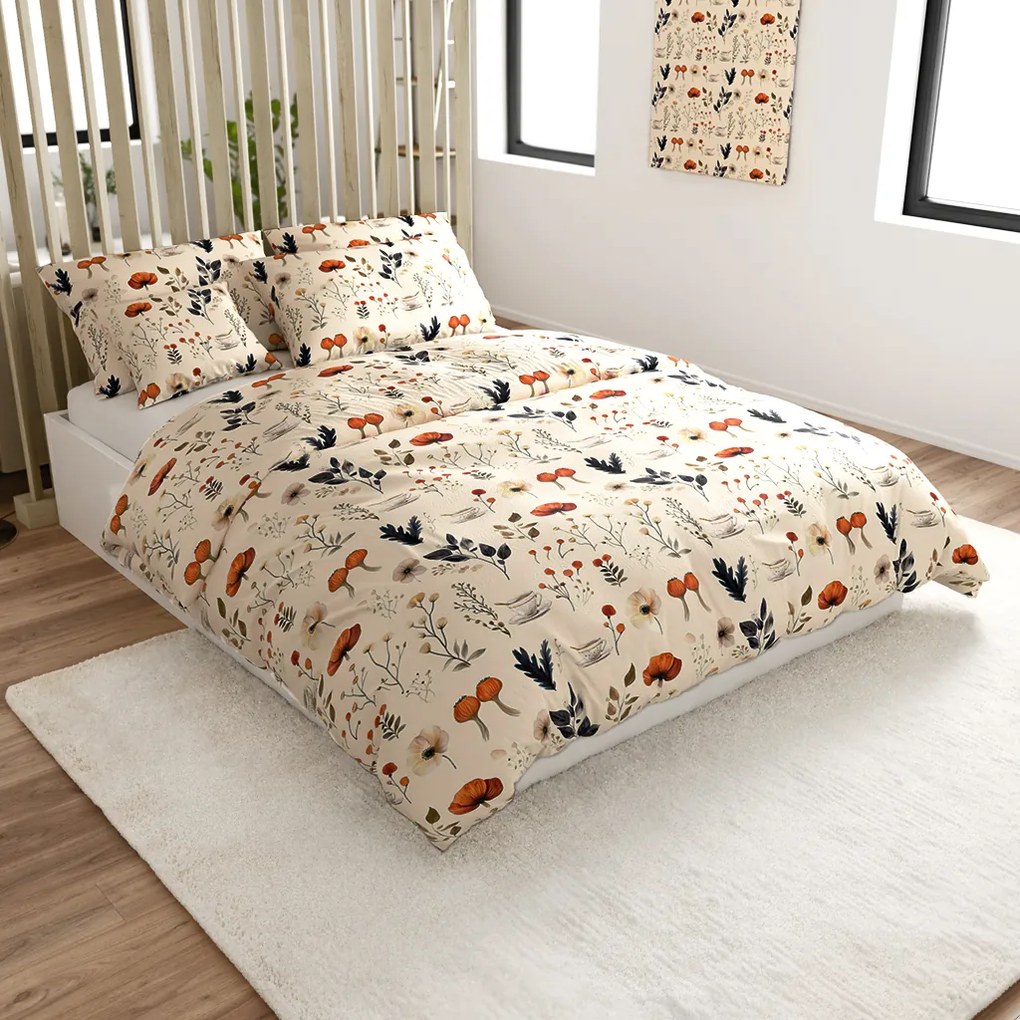 Sada 2ks mikroplyšových obliečok PAPAVA krémové + obliečka mikroplyš SOFT 180x200 cm biele, dvojlôžko