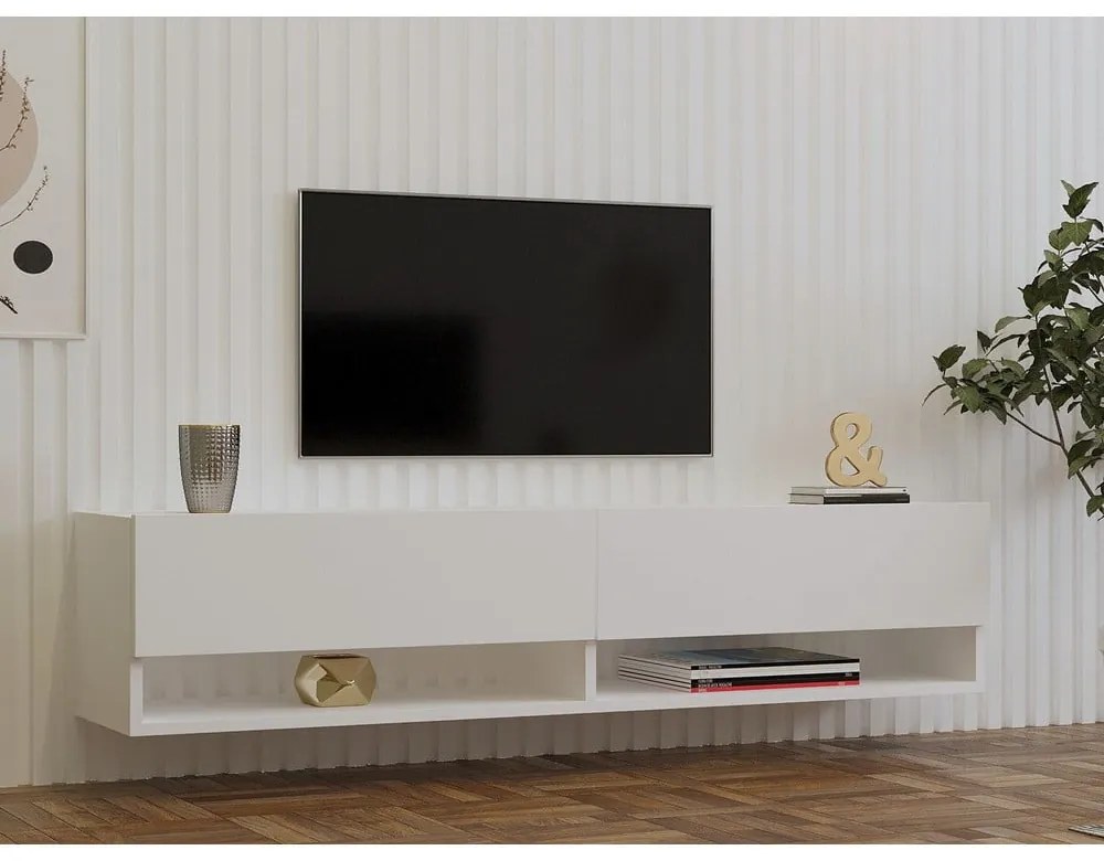 Biely TV stolík 141x31x30 cm Arges – Kalune Design