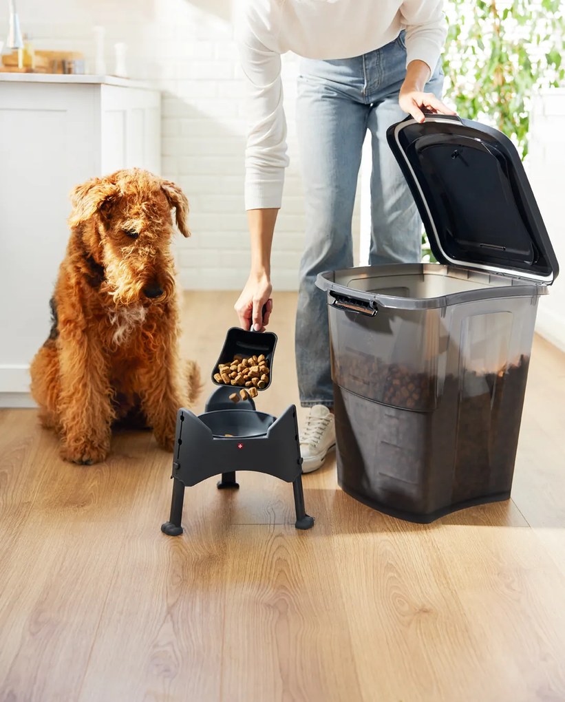 Rotho Výškovo nastaviteľná miska pre psy a mačky, 1l SAMMY - antracit