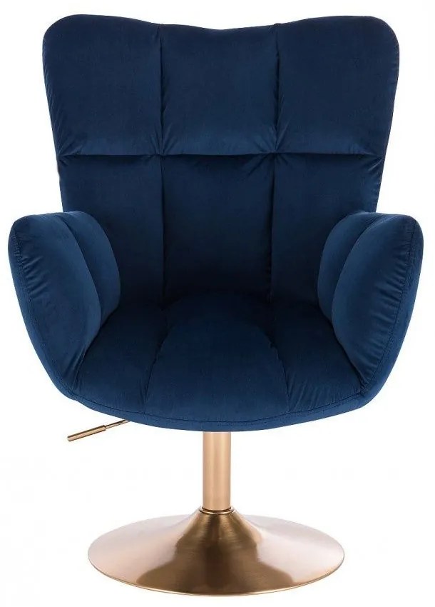 LuxuryForm DESIGN Otočné kreslo AURORA VELUR na zlatom tanieri - modré