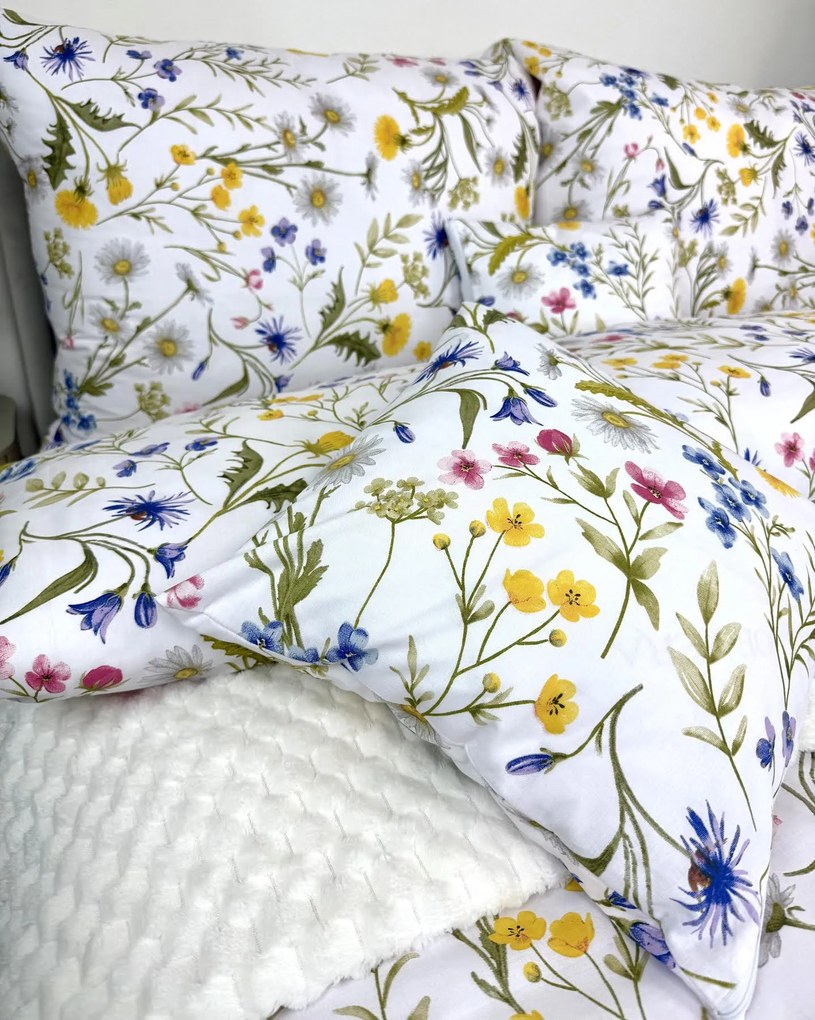 Bavlnené obliečky Sedmokráska 140x200/70x90 cm – 100 % bavlna 125 g/m², zips