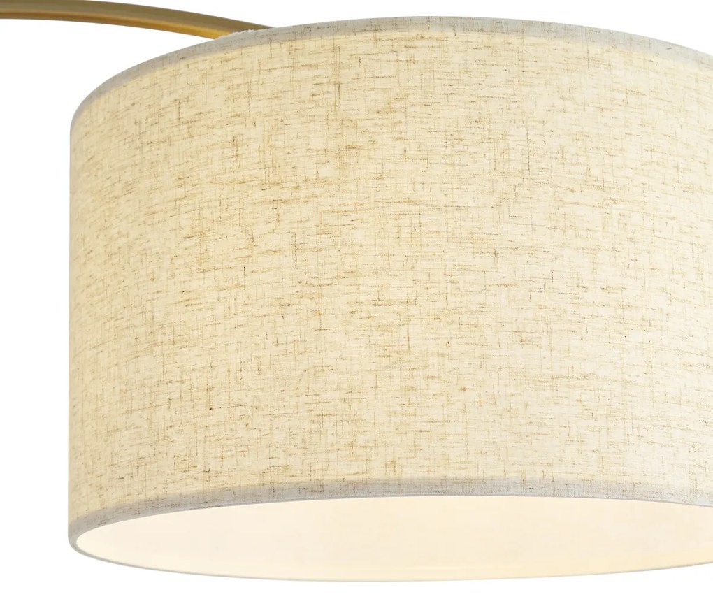 Moderná oblúková lampa mosadzná s béžovým tienidlom - Vinossa