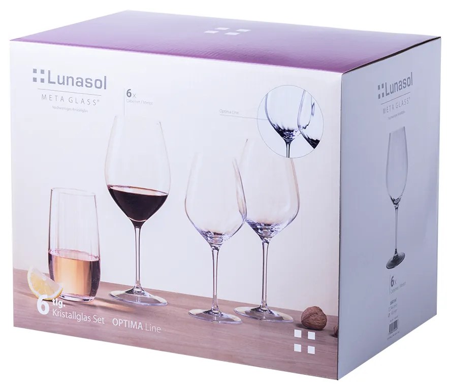 Poháre na červené víno 660 ml set 6 ks - Optima Line Glas Lunasol - 322687