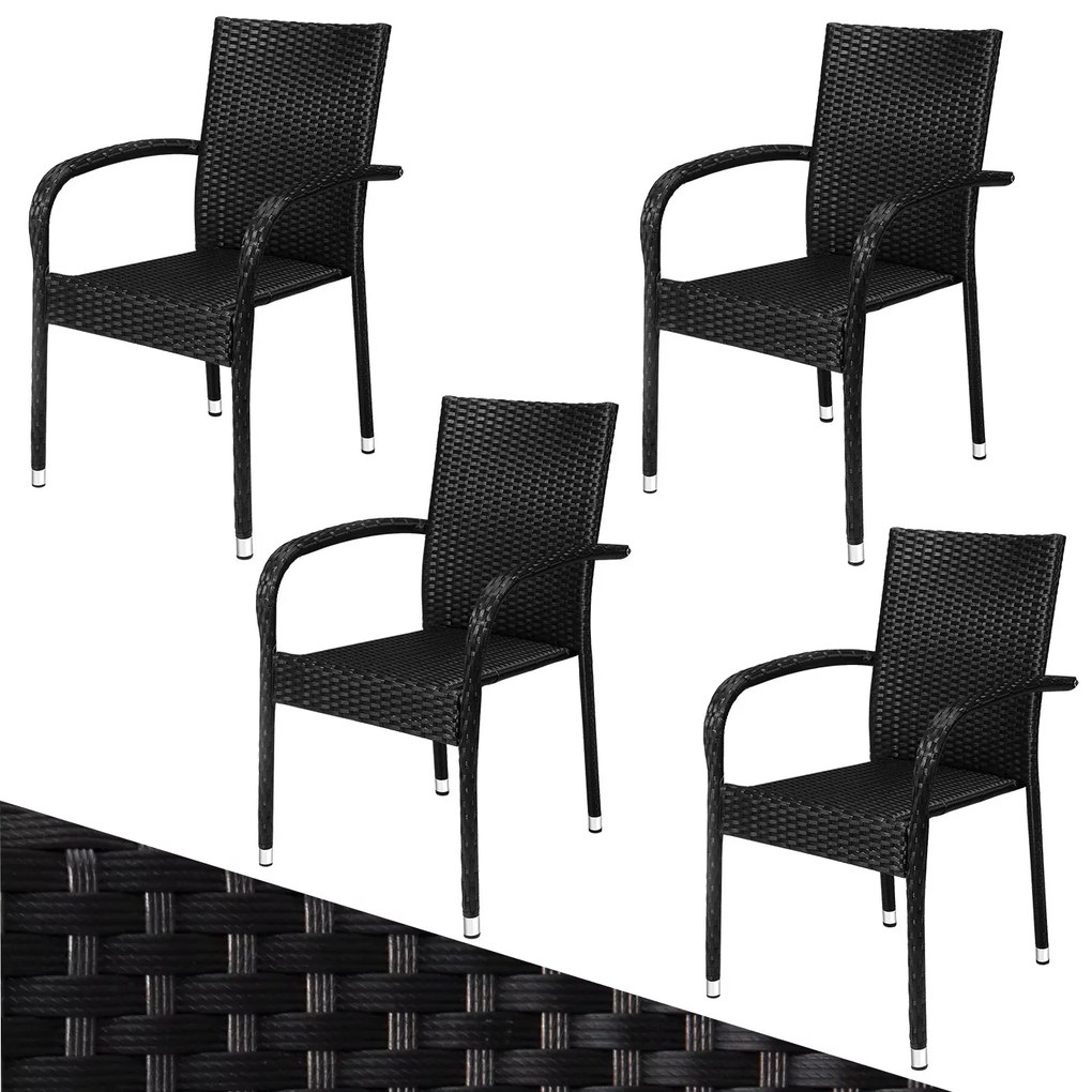 InternetovaZahrada Ratanové stoličky Comfort 4 ks - čierna