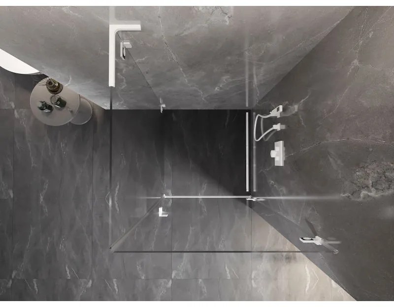 Mexen Lunar-B L pravý výklopný sprchový kút 90 x 90 cm, číre sklo, biela, 832L-090-090-20-00-P