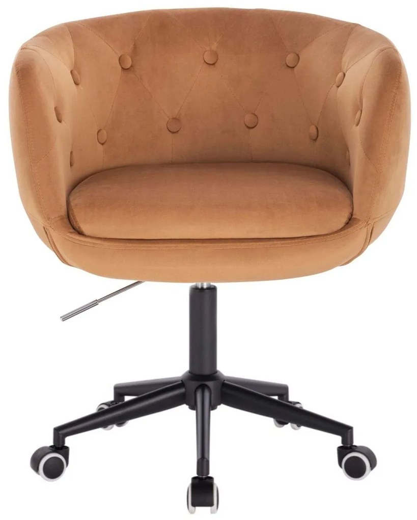 LuxuryForm DESIGN Kreslo MONTANA VELUR na čiernej podstave s kolieskami - hnedé