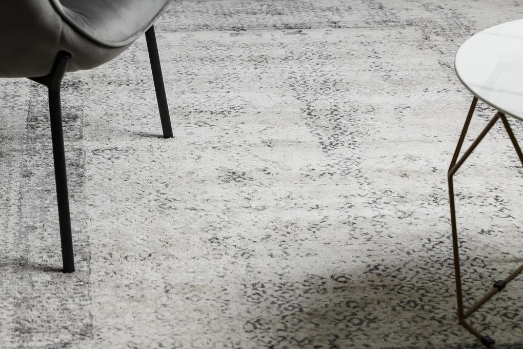 Moderný koberec TULS štrukturálny, strapce 51324 Vintage, vzor rámu slonová kosť / sivá Veľkosť: 200x290 cm
