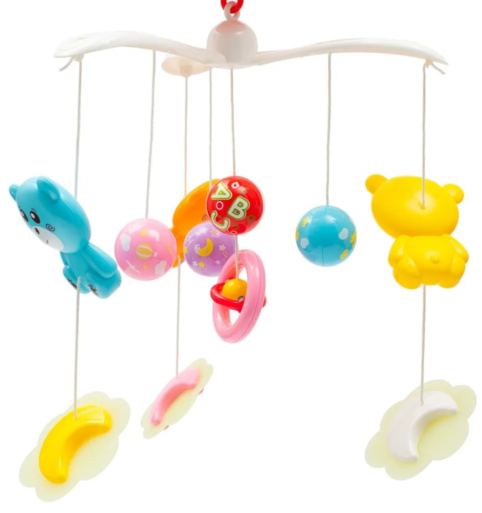 Kolotoč nad postieľku so svetelným projektorom Baby Mix červený