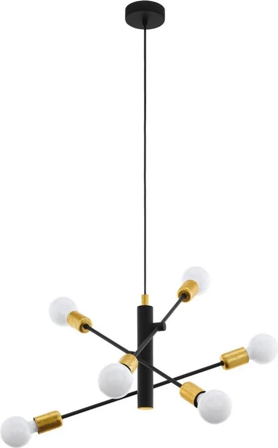 Eglo 79453 - Luster na lanku SAN ROBERTO 6xE27/60W/230V čierna/zlatá