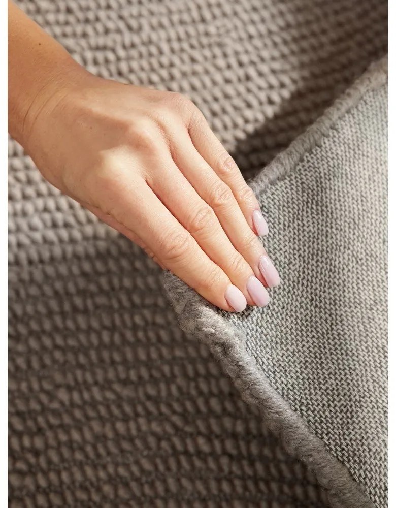 Ručne tkaný vlnený behúň taupe 80x300 cm Eleni Taupe – Hanse Home
