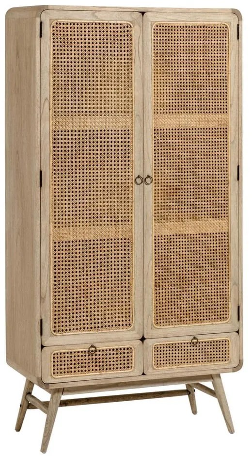 Šatníková skriňa z masívu mindi v prírodnej farbe 90x175 cm Nalu – Kave Home