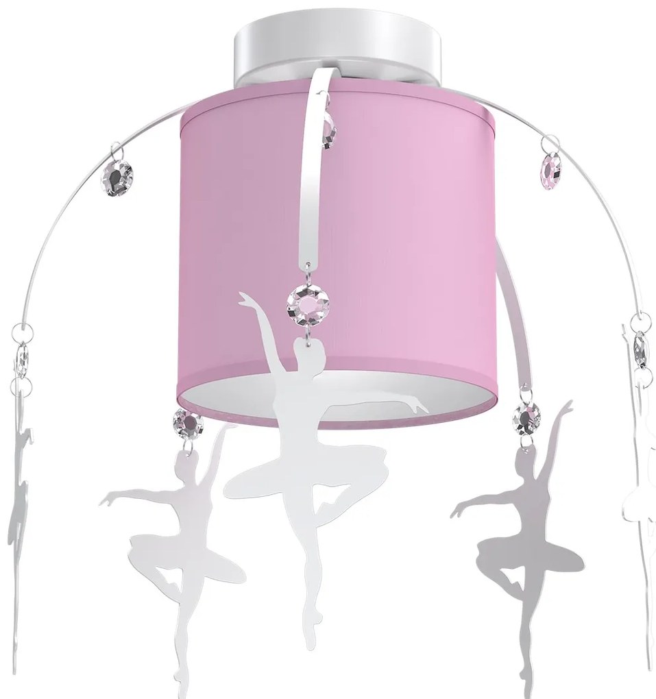 EUlight Detské stropné svietidlo Baletnica white, 1x ružové textilné tienidlo, w