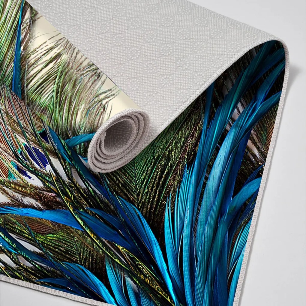 Súprava 2 kusov kúpeľňových predložiek Peacock modrá/béžová