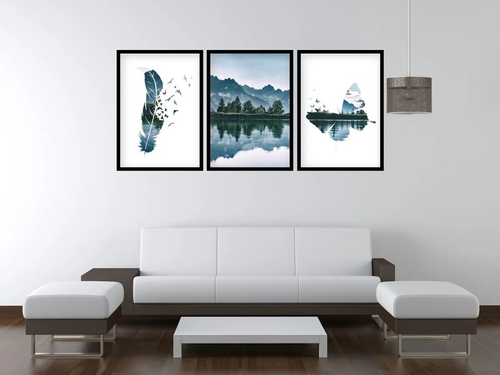Gario Sada plagátov Horská panoráma - 3 dielna Farba rámu: Bez rámu, Rozmery: 99 x 45 cm