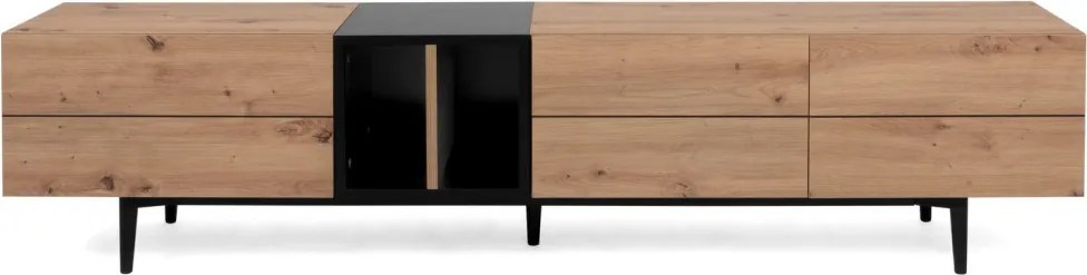 Široká TV skrinka Nola, dub artisan/čierna