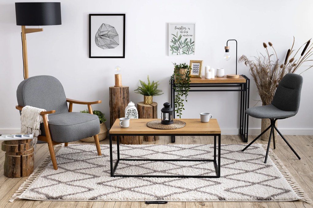 Koberec BERBER BENI krémový, strapce, Maroko Shaggy