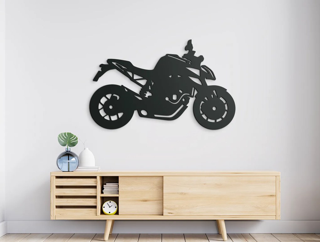 drevko Nálepka na stenu Športová motorka Rozmer obrazu: 37,5 x 65 cm, Farba dekorácie: Čierna