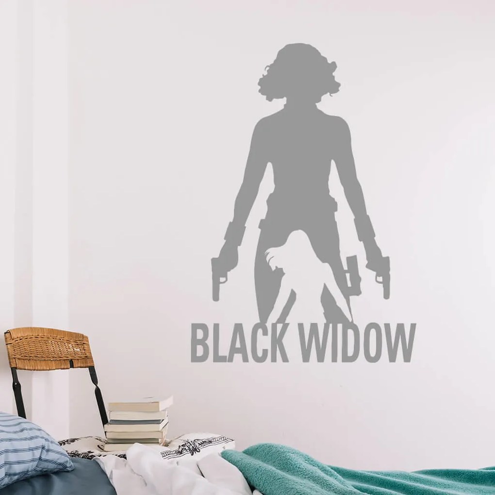 Veselá Stena Samolepka Black Widow silueta Farba: růžová, Veľkosť: 80 x 56 cm