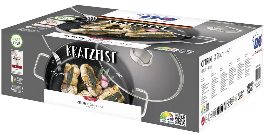 Elo 72438 Kastról z nehrdzavejúcej ocele sosklenenou pokrievkou Citrin 28 cm