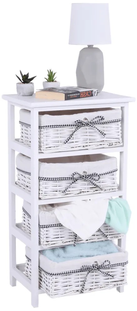 Komoda, 4 zásuvková, starobiela, RUBY 4