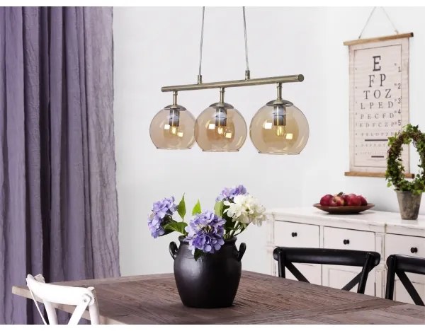 Cottex T2493AA - Závesný luster na lanku CAPELLA 3xE14/40W/230V dymová/hnedá