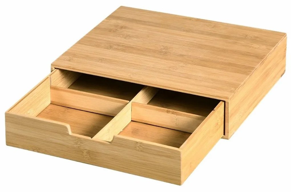 Kesper 58952 Organizér na čaje a kávové kapsule bambus, 34 x 31 x 8 cm